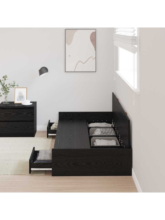 Gultas ar uzglabāšanas vietu ar atvilktni melns ozolkoks 75 x 190 cm