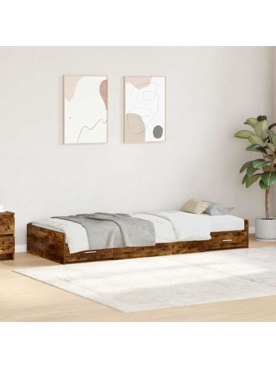 Gultas ar uzglabāšanas vietu ar galvas klāju dūmaka ozols 75 x 190 cm