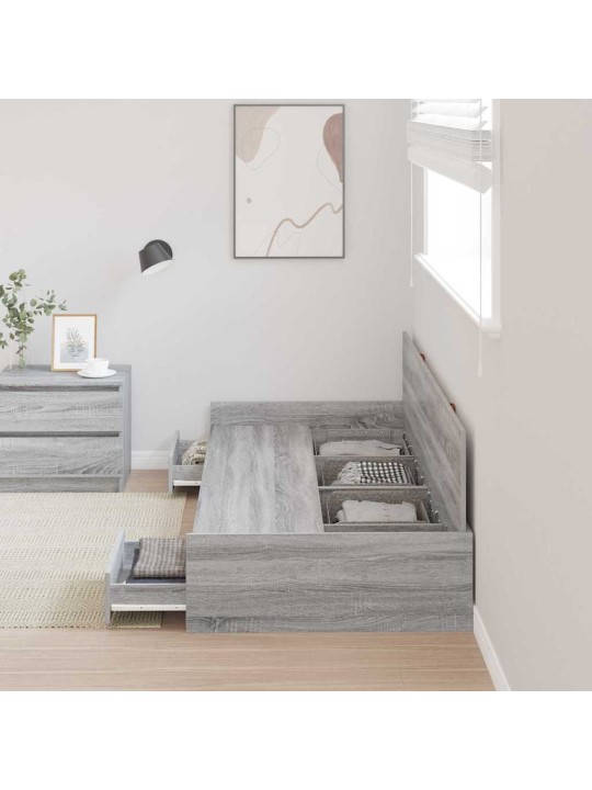 Gultas ar uzglabāšanas vietu ar atvilktni pelēks sonoma 75 x 190 cm