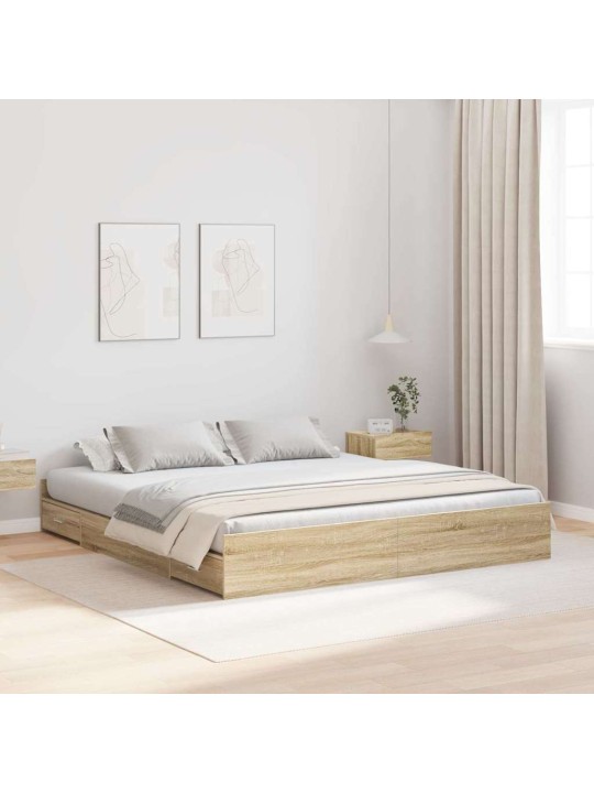 Gultas ar uzglabāšanas vietu sonomas ozola 200 x 200 cm
