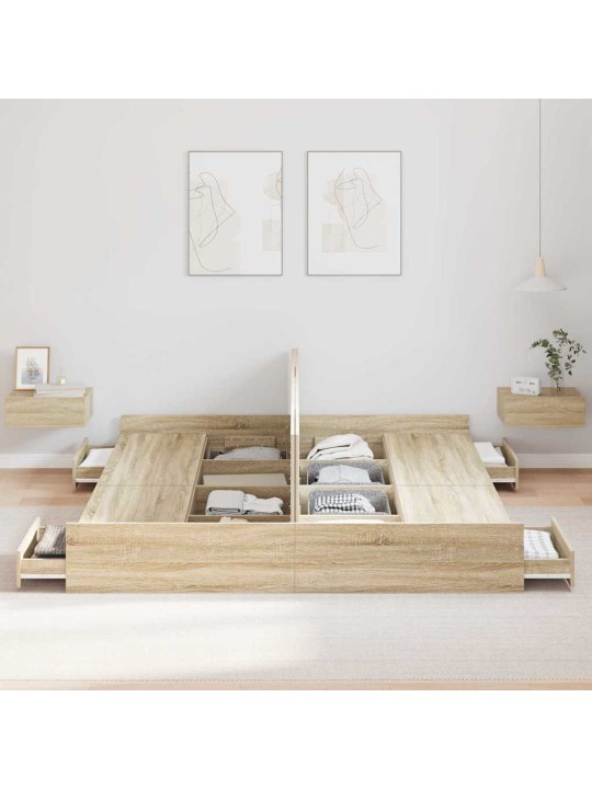 Gultas ar uzglabāšanas vietu sonomas ozola 200 x 200 cm