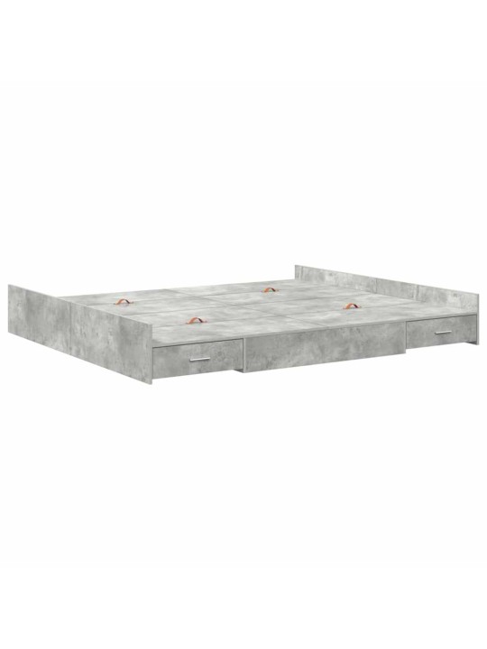 Gultas ar uzglabāšanas vietu betona pelēka 200 x 200 cm