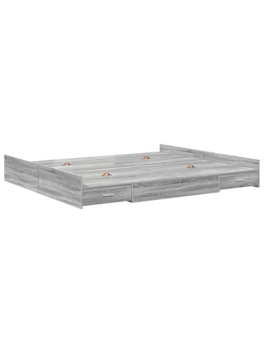 Gultas ar uzglabāšanas vietu pelēka sonomas ozola 200 x 200 cm
