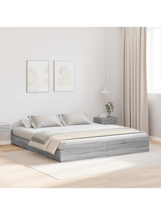 Gultas ar uzglabāšanas vietu pelēka sonomas ozola 180 x 200 cm