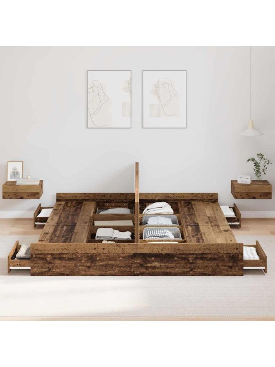 Gultas ar uzglabāšanas vietu vecs koks 180 x 200 cm