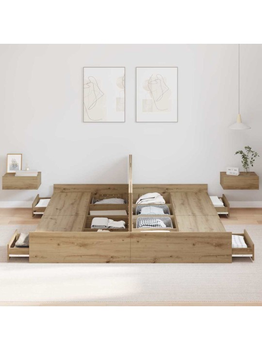 Gultas ar uzglabāšanas vietu amatnieku ozola 180 x 200 cm