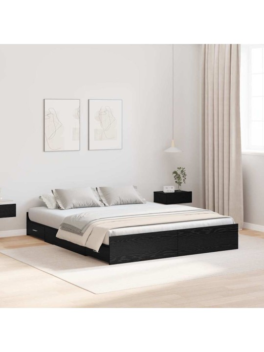 Gultas ar uzglabāšanas vietu melns ozols 160 x 200 cm