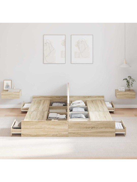 Gultas ar uzglabāšanas vietu sonomas ozola 160 x 200 cm
