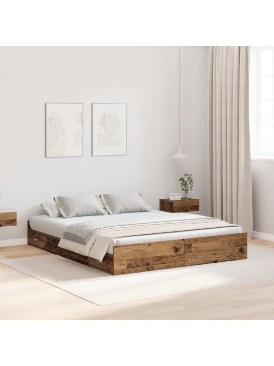 Gultas ar uzglabāšanas vietu vecs koks 160 x 200 cm