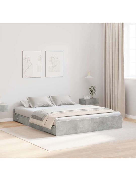 Gultas ar uzglabāšanas vietu betona pelēka 150 x 200 cm
