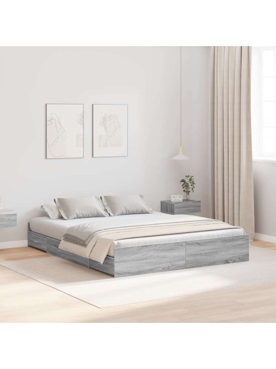 Gultas ar uzglabāšanas vietu pelēka sonomas ozola 150 x 200 cm