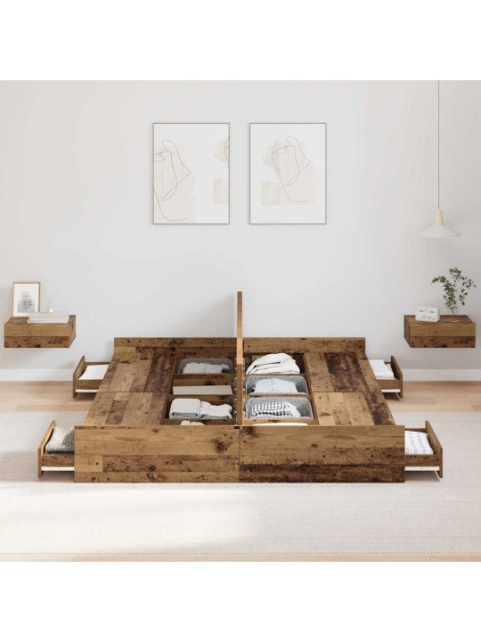 Gultas ar uzglabāšanas vietu vecs koks 150 x 200 cm