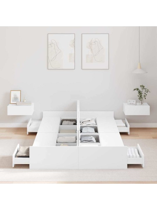 Gultas ar uzglabāšanas vietu ar galvas klāju balts 120 x 200 cm