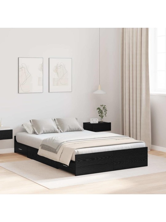 Gultas ar uzglabāšanas vietu melns ozols 120 x 200 cm