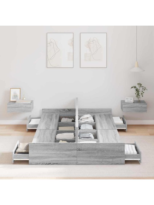 Gultas ar uzglabāšanas vietu pelēka sonomas ozola 120 x 200 cm