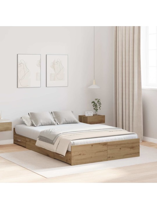 Gultas ar uzglabāšanas vietu amatnieku ozola 120 x 200 cm