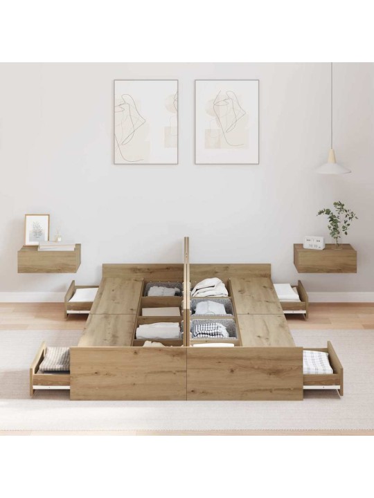 Gultas ar uzglabāšanas vietu amatnieku ozola 120 x 200 cm