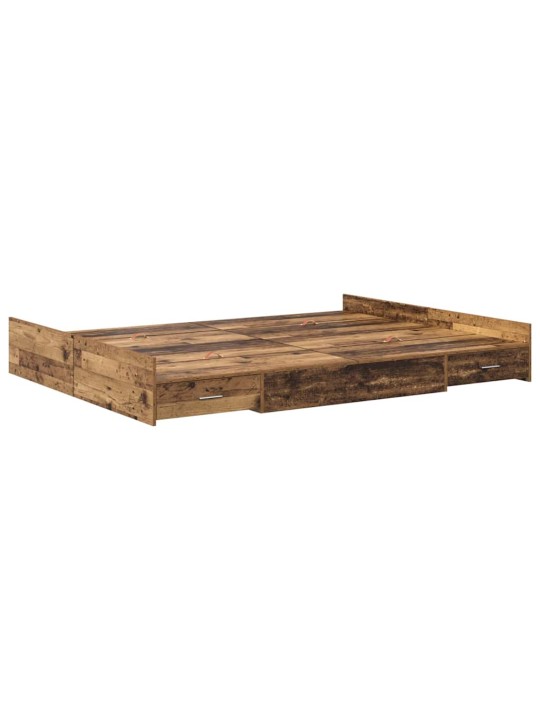 Gultas ar uzglabāšanas vietu vecs koks 135 x 190 cm