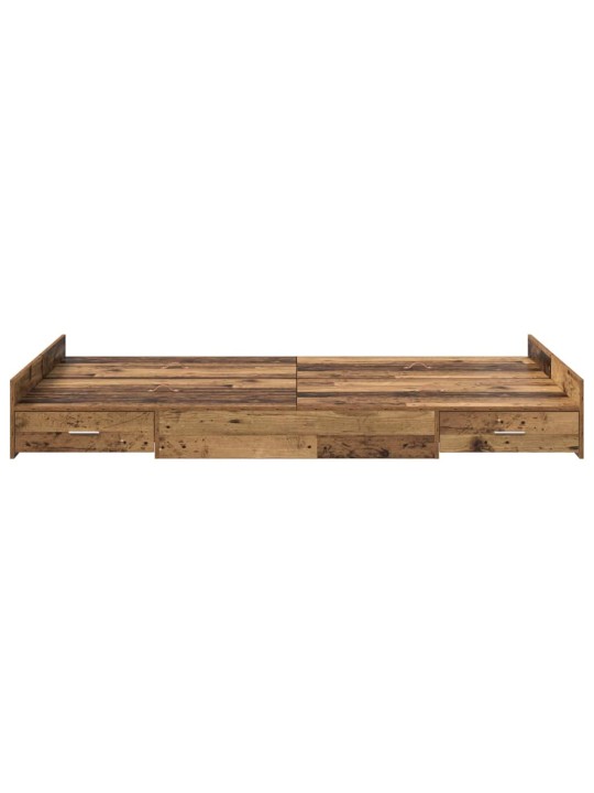 Gultas rāmis ar uzglabāšanas vietu vecs koks 120 x 190 cm