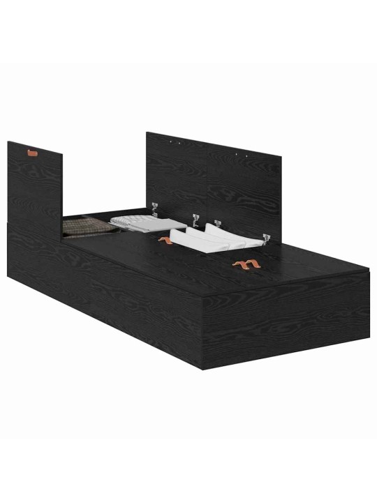Gultas rāmis melns ozols 200 x 100 x 31.5 cm inženierijas koks