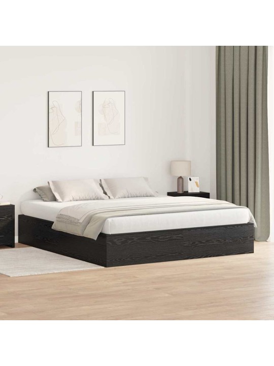 Gultas rāmis melns ozols 200 x 200 x 31.5 cm inženierijas koks