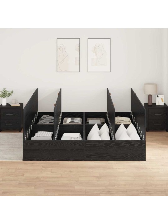 Gultas rāmis melns ozols 200 x 200 x 31.5 cm inženierijas koks