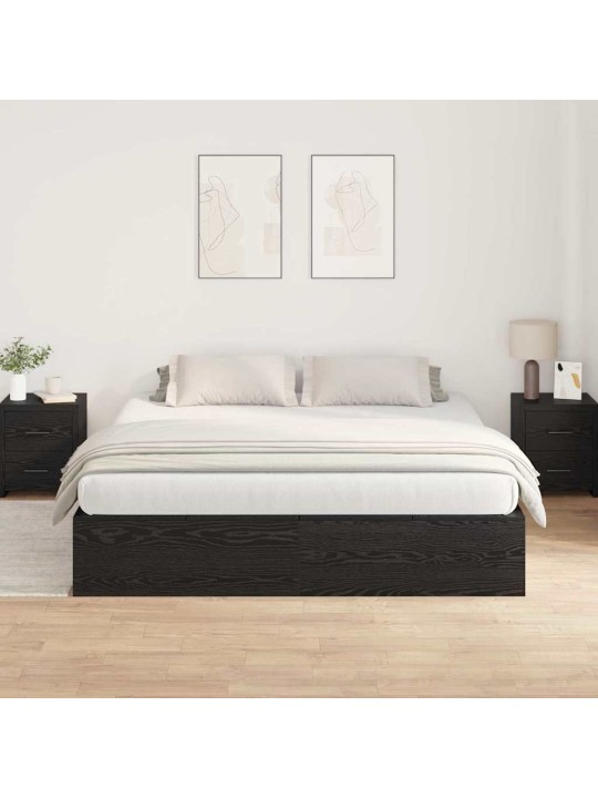 Gultas rāmis melns ozols 200 x 200 x 31.5 cm inženierijas koks