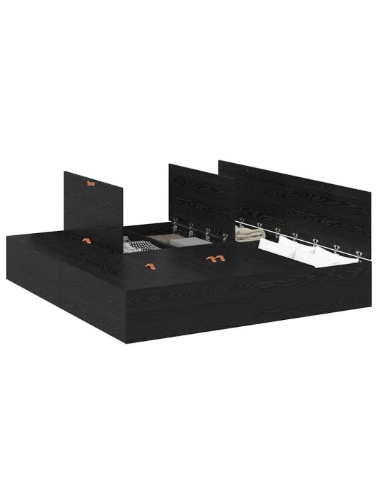 Gultas rāmis melns ozols 200 x 200 x 31.5 cm inženierijas koks