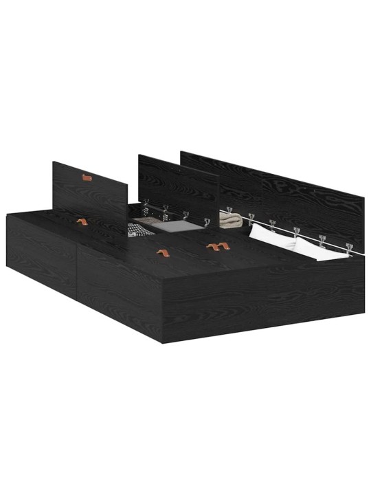 Gultas rāmis melns ozols 200 x 120 x 31.5 cm inženierijas koks
