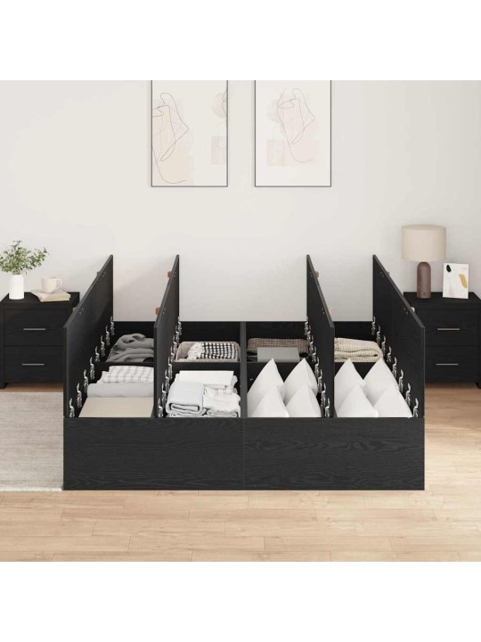 Gultas rāmis melns ozols 200 x 140 x 31.5 cm inženierijas koks