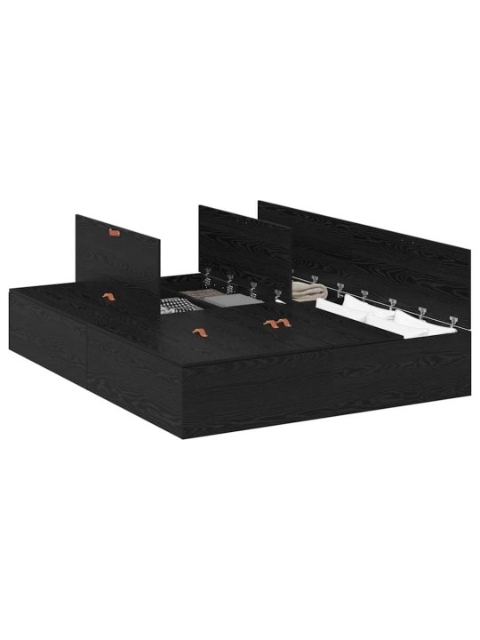 Gultas rāmis melns ozols 200 x 140 x 31.5 cm inženierijas koks