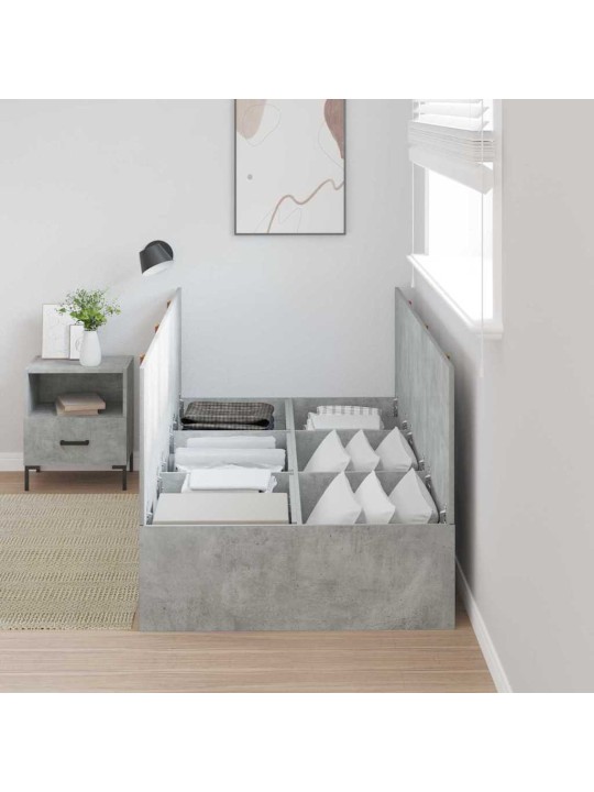 Gultas rāmis betona pelēka 190 x 75 x 31.5 cm inženierijas koks