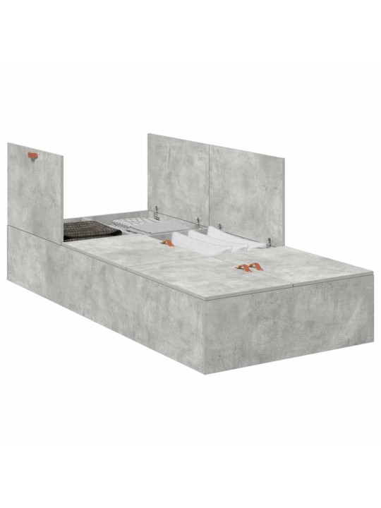 Gultas rāmis betona pelēka 190 x 75 x 31.5 cm inženierijas koks