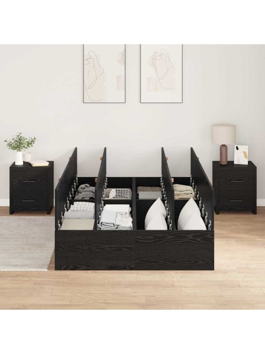 Gultas rāmis melns ozols 190 x 120 x 31.5 cm inženierijas koks