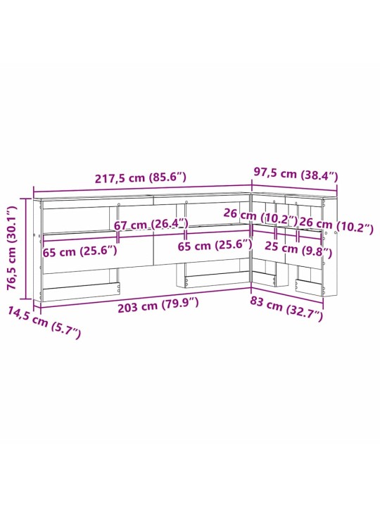 Uzglabāšanas galvas balsts ar plauktu betona pelēka 80 cm