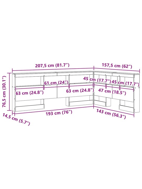 Uzglabāšanas galvas balsts melns ozols 140 cm inženierijas koks