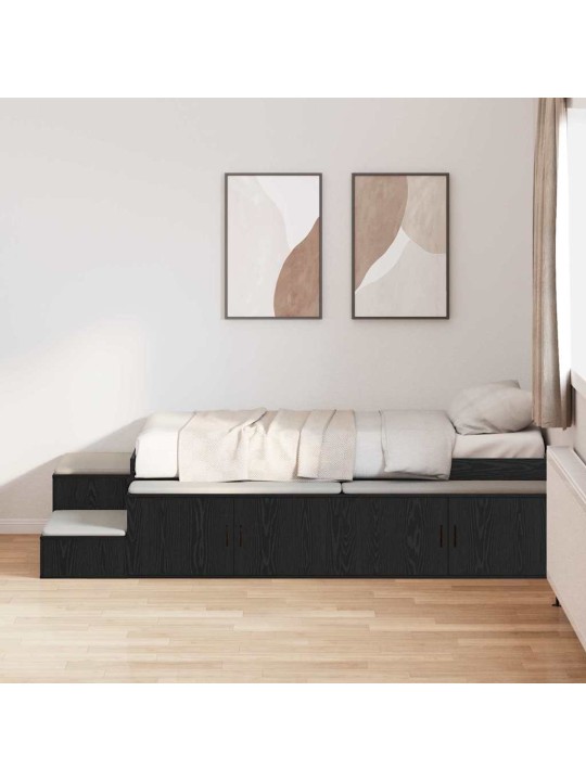 Gultas ar uzglabāšanas vietu melns ozols 244 x 118 x 53.5 cm