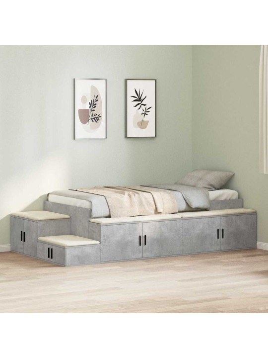 Gultas ar uzglabāšanas vietu betona pelēks 244 x 118 x 53.5 cm