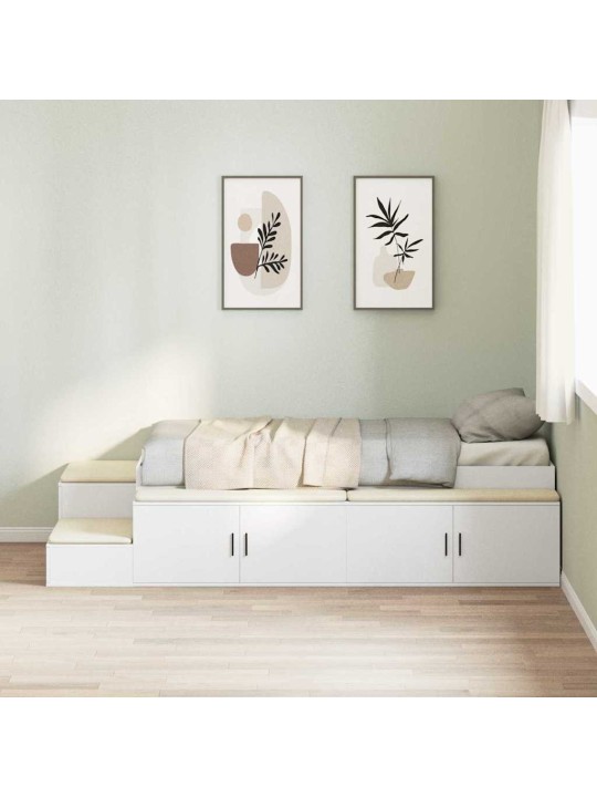 Gultas ar uzglabāšanas vietu balts 234 x 118 x 53.5 cm