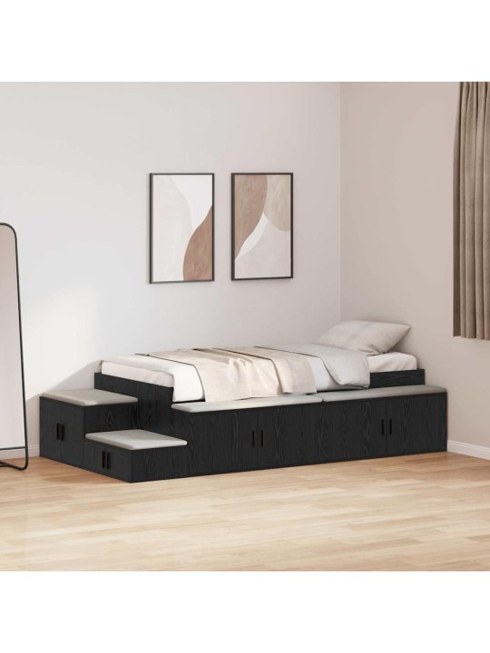 Gultas ar uzglabāšanas vietu melns ozols 234 x 118 x 53.5 cm