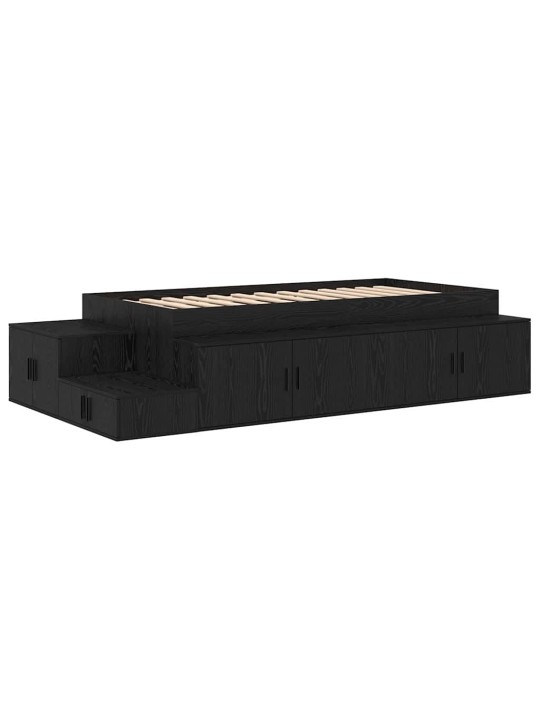 Gultas ar uzglabāšanas vietu melns ozols 234 x 118 x 53.5 cm