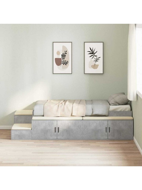 Gultas ar uzglabāšanas vietu betona pelēks 234 x 103 x 53.5 cm