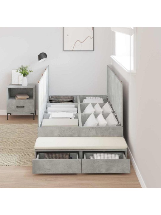 Gultas ar uzglabāšanas vietu betona pelēks 236.5 x 80 x 31.5 cm