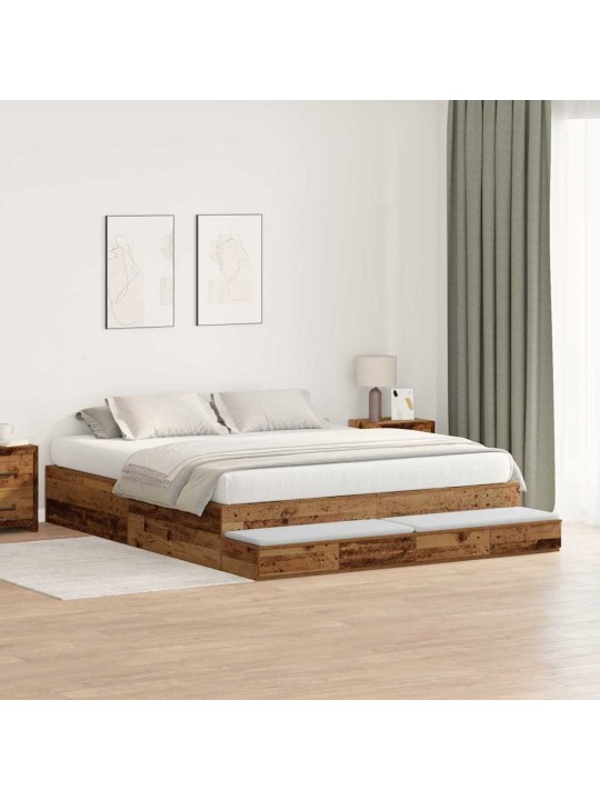 Gultas ar uzglabāšanas vietu vecs koks 236.5 x 200 x 31.5 cm