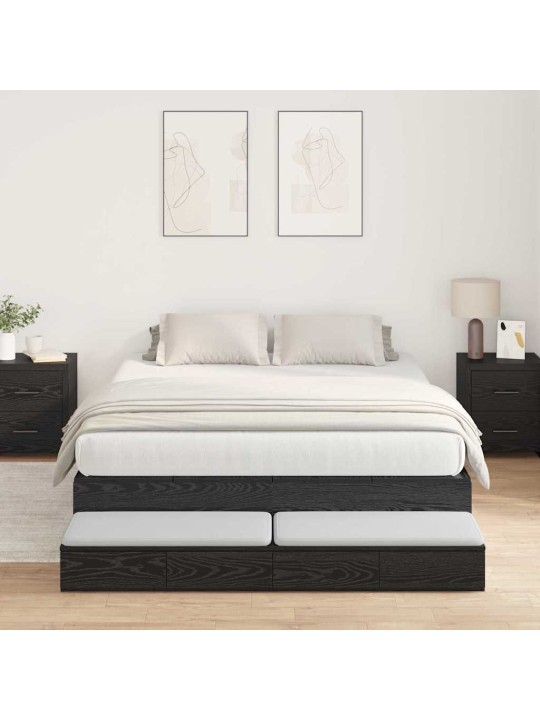 Gultas ar uzglabāšanas vietu melns ozols 236.5 x 150 x 31.5 cm