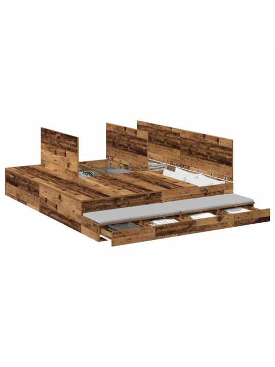 Gultas ar uzglabāšanas vietu vecs koks 236.5 x 180 x 31.5 cm