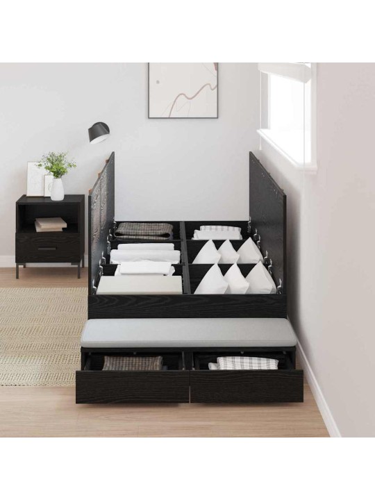 Gultas ar uzglabāšanas vietu melns ozols 226.5 x 75 x 31.5 cm