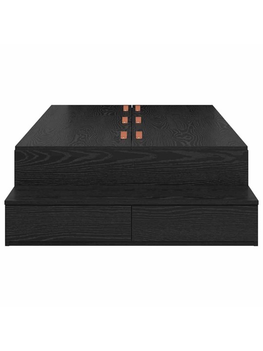 Gultas ar uzglabāšanas vietu melns ozols 226.5 x 75 x 31.5 cm
