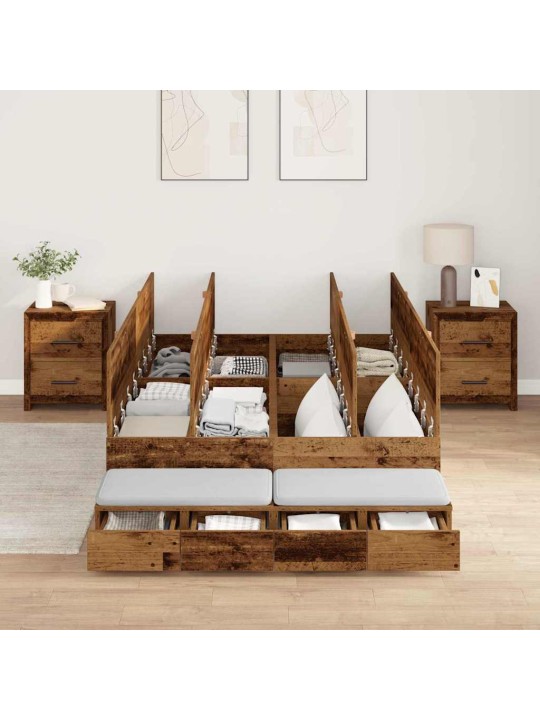 Gultas ar uzglabāšanas vietu vecs koks 226.5 x 120 x 31.5 cm