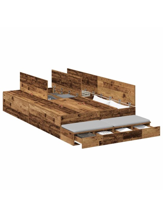 Gultas ar uzglabāšanas vietu vecs koks 226.5 x 120 x 31.5 cm